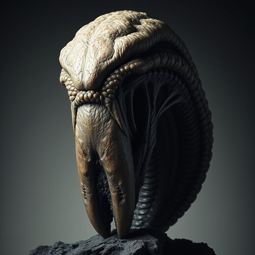 Colossal Tooth Alien in Surreal Oil Painting Style