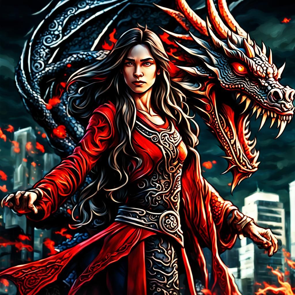 Contemporary Mage with Dragon in Portland