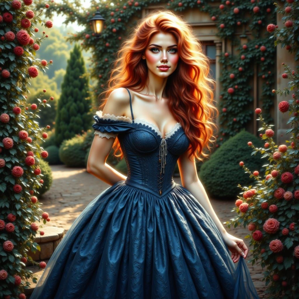 Pre-Raphaelite full body, visibly textured oil painting, you...