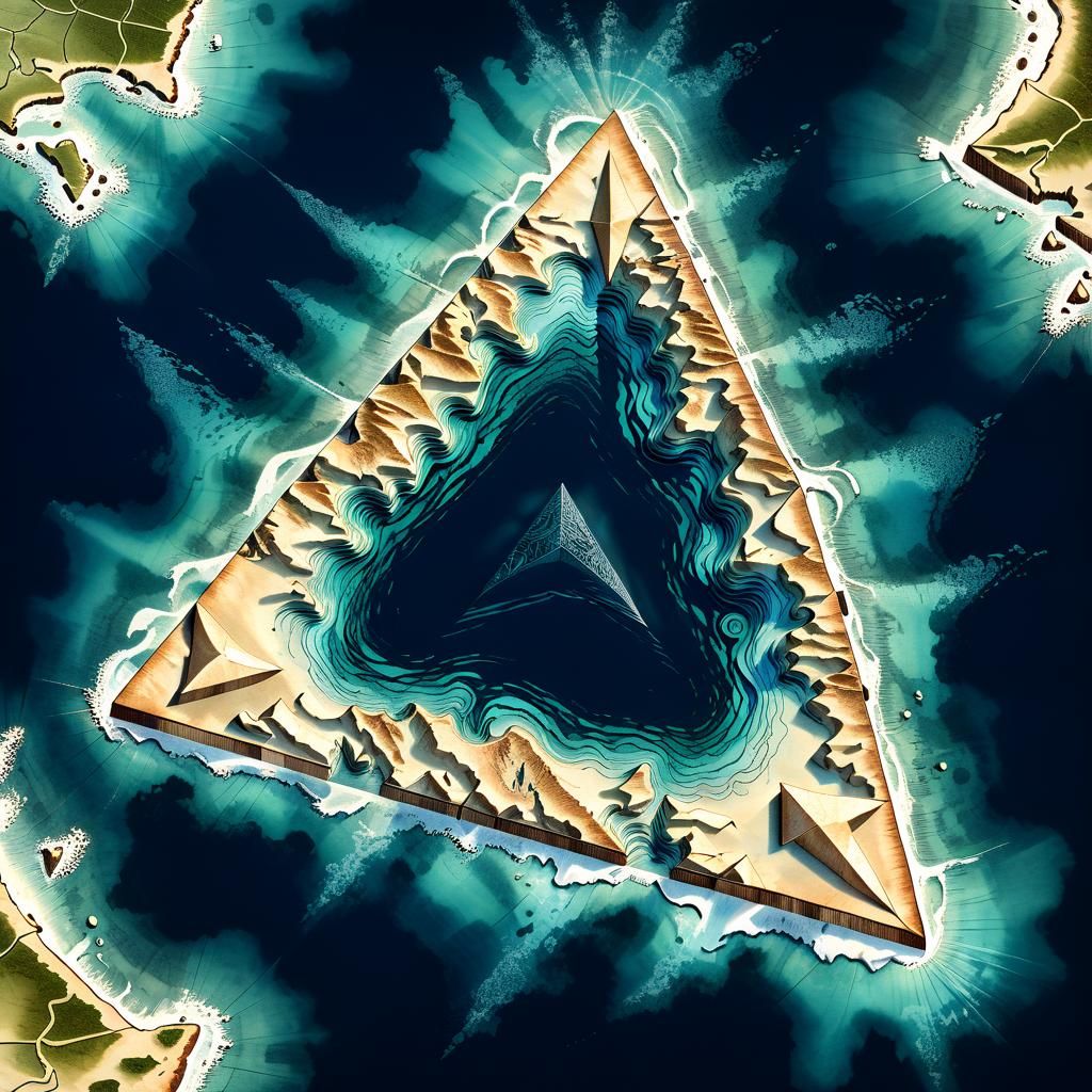 Eerie Topographic Triangle Map in Atlantic Ocean