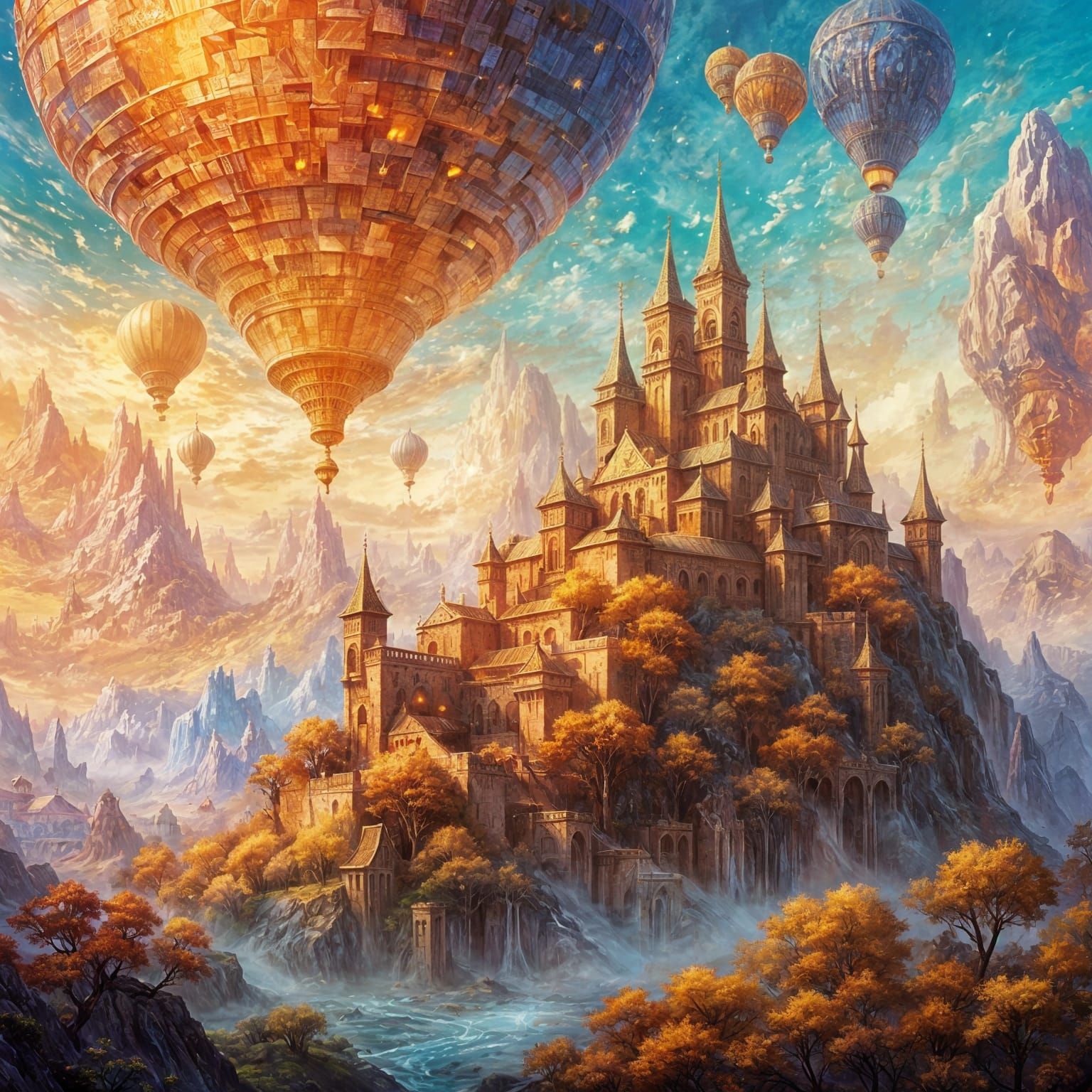 Ethereal Cityscape in Vibrant Oil Painting Style