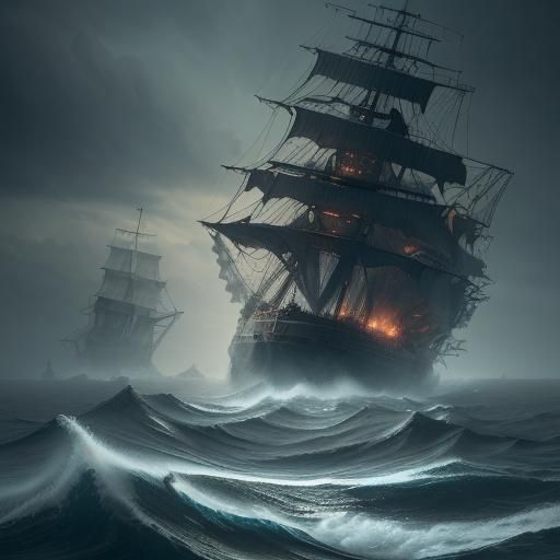 Ship Sinking Dramatically into the Ocean