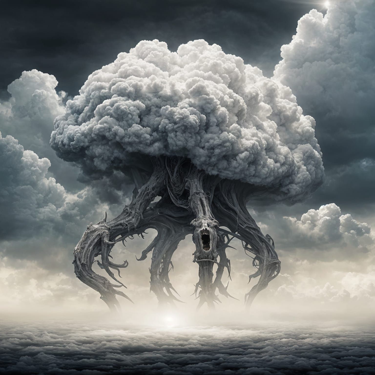 Eldritch Monstrosity Hidden in Cumulus Clouds