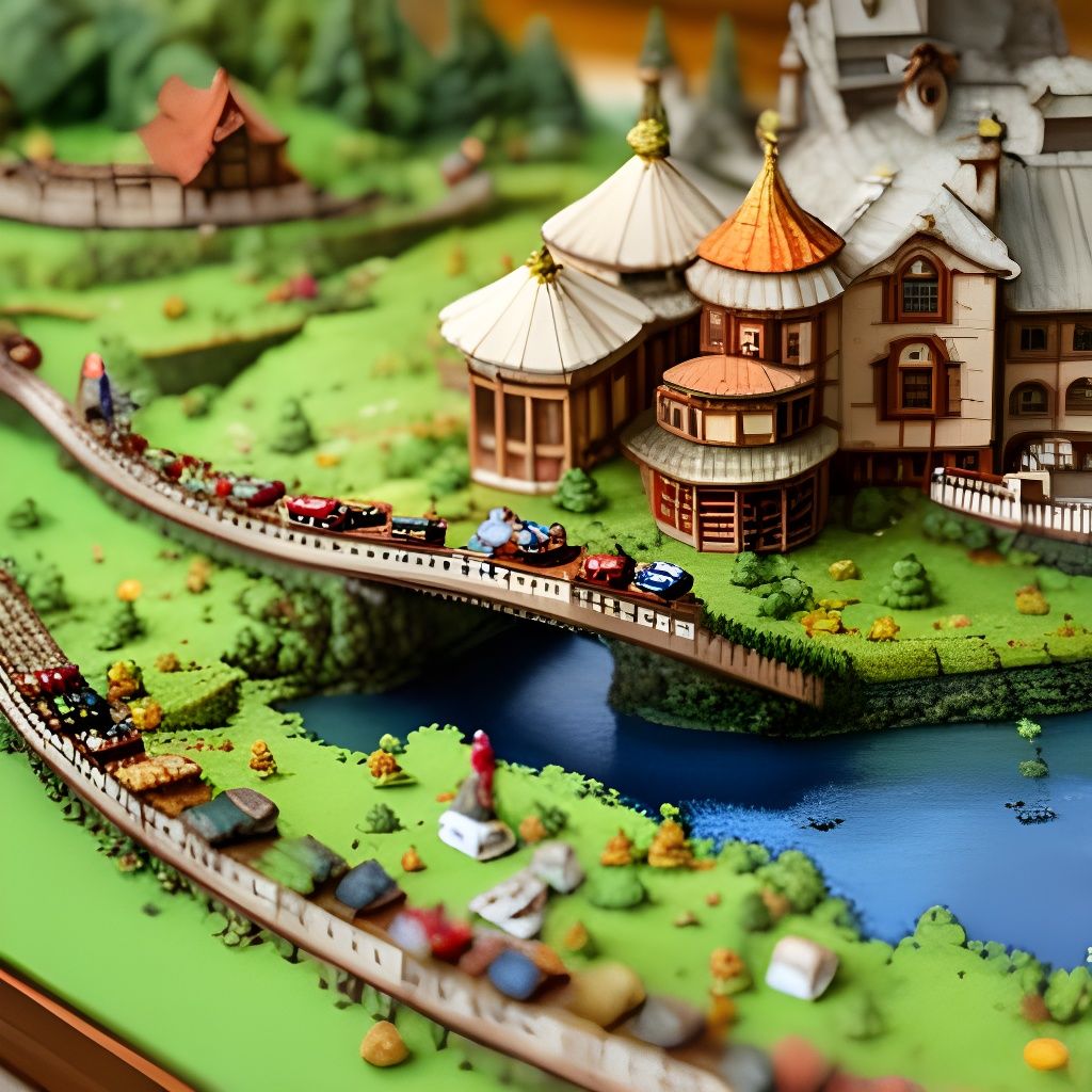 Miniature Town with Dragon in Breathtaking Style