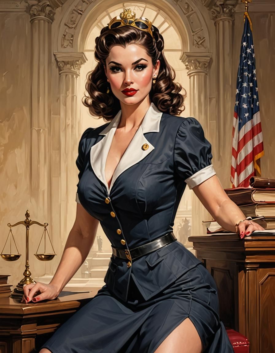 Judicial Pin-up Girl Illustration
