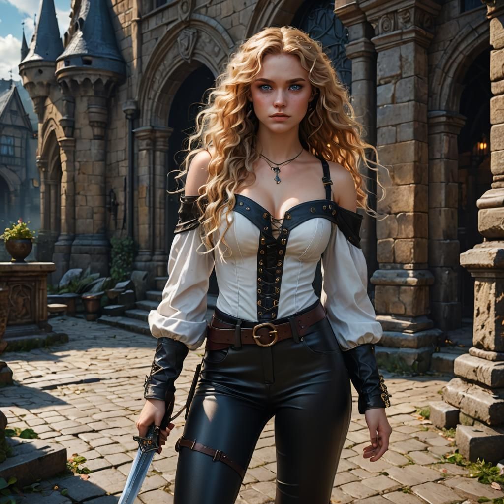 Fantasy Teenage Girl with Dagger, Digital Art