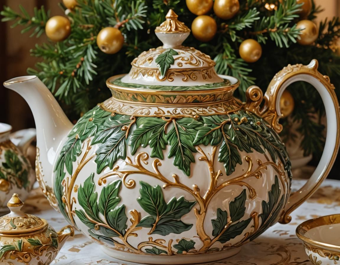 Sicilian Majolica Teapot in Ornate Palermo Style