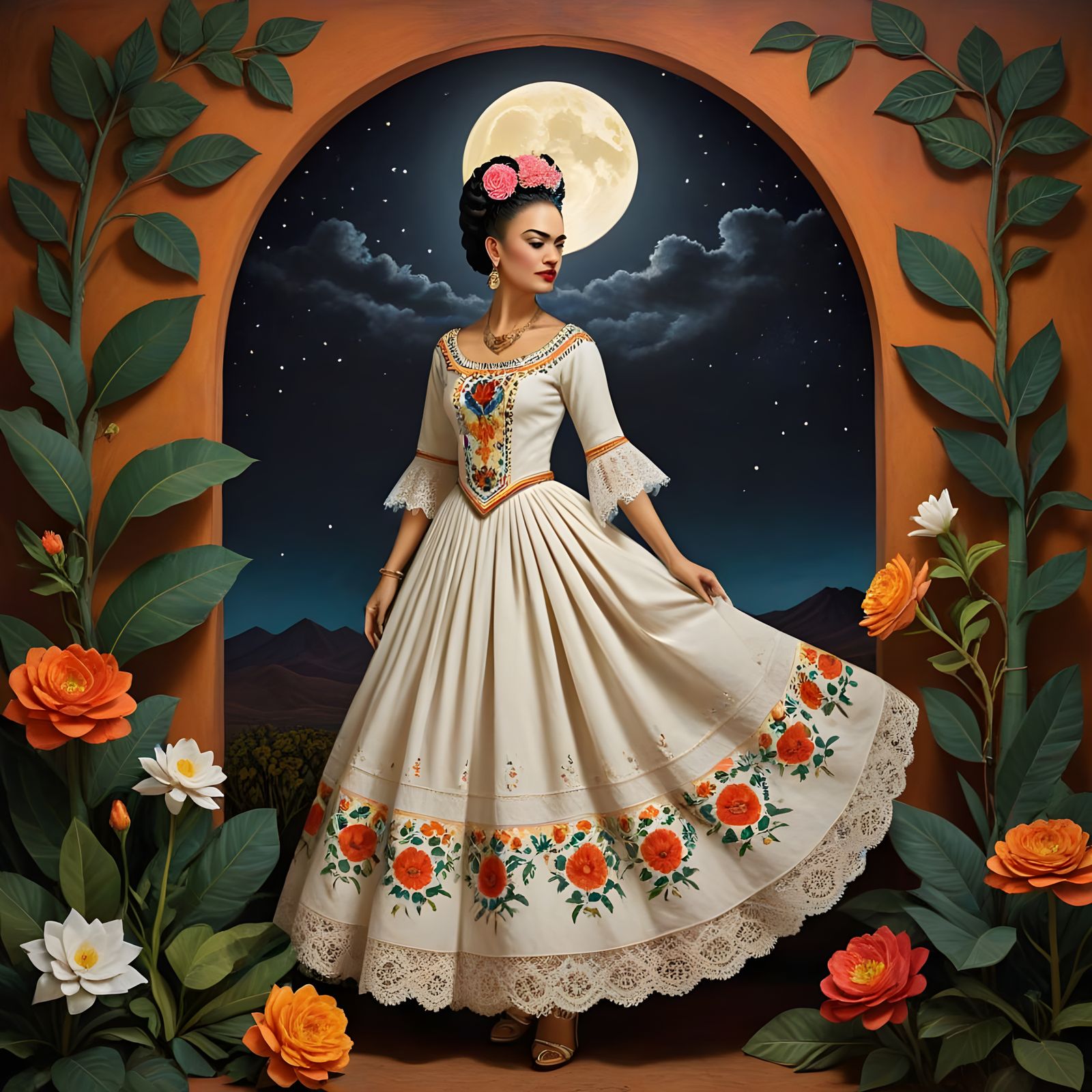 Surreal Mexican Landscape Under Midnight Sun