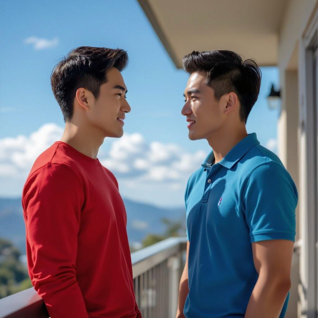 Sweethearts on a Balcony in Baguio, Hyperrealistic Style