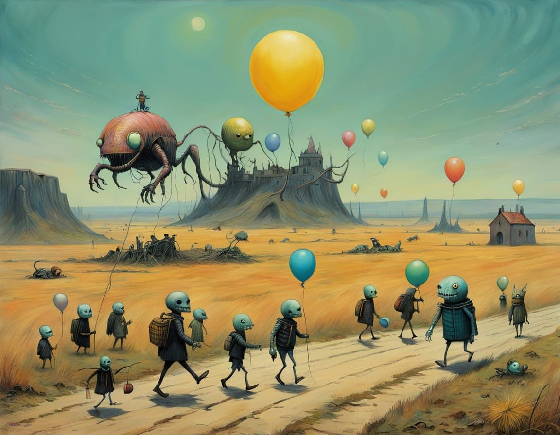 Whimsical Post-Apocalyptic Picnic in Pastel Colors