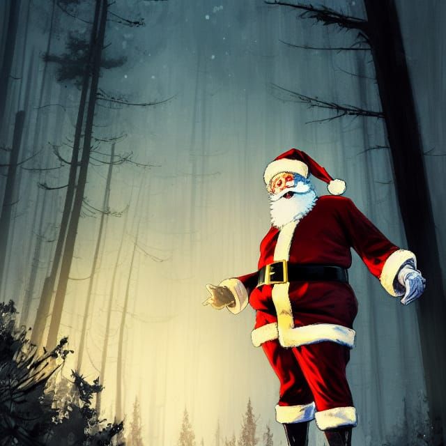 Terrifying Santa Claus in Horror Style