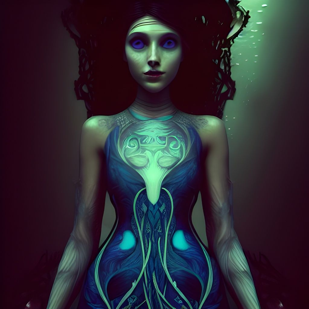 Hyperdetailed Mermaid in Underwater Scene as Digital Art