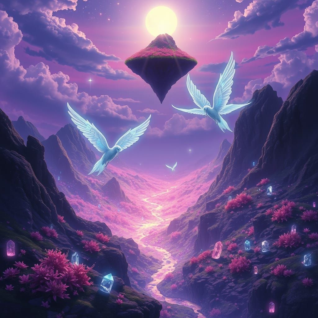 Celestial Realm of Violet Twilight Wonders