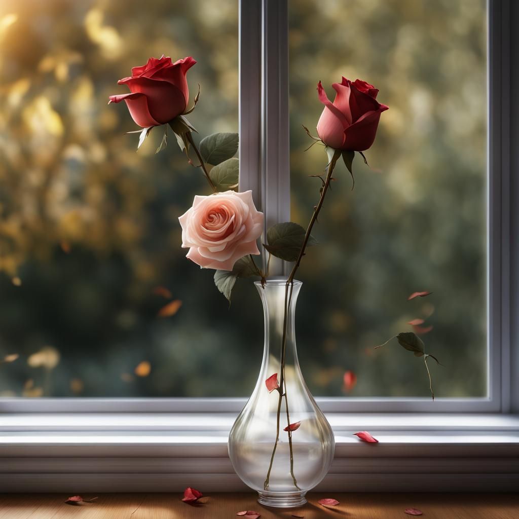 Roses on the windowsill.