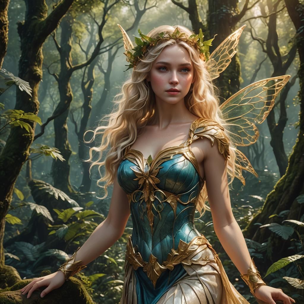 Aphrodite Fairy Goddess in Forest, Digital Art