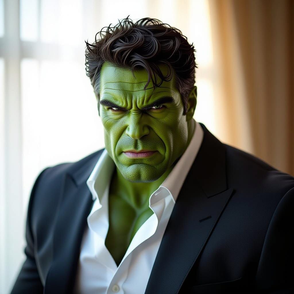 Glamorous Hulk Portrait in Soft, Dreamy Lighting