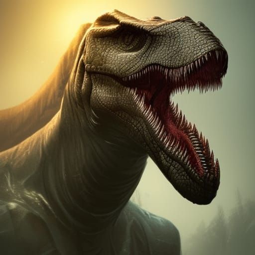 Arctic Dinosaur Portrait in Hyperdetailed Style