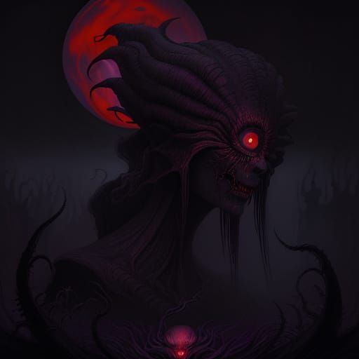 Surreal Cosmic Horror Incubus in Zdzisław Beksiński Style