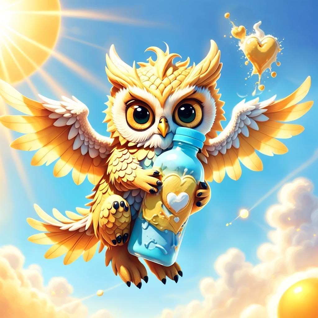 Heart-Shaped Cream on Sun in Impressionist Style