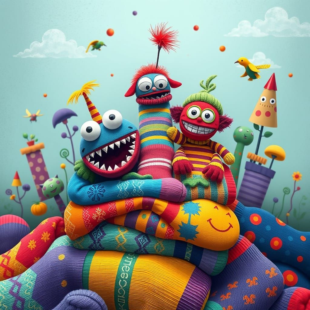 Whimsical Sock World with Colorful Designs