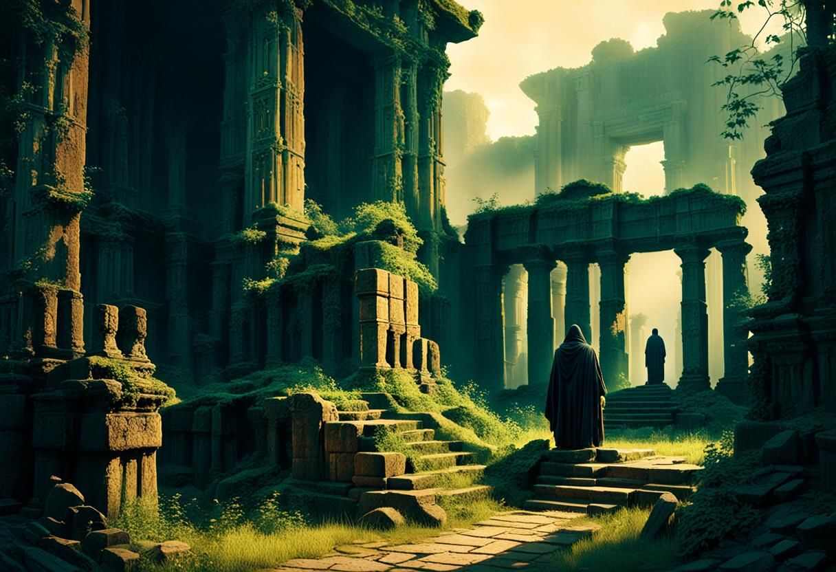 Mystical Temple Ruins Inspired by Beksiński