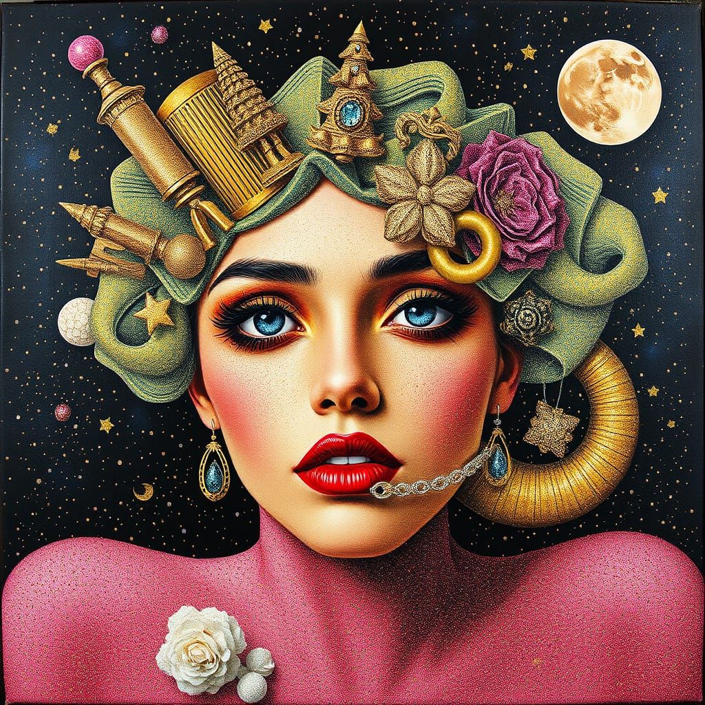 Luxurious Art Deco Dreamscape with Iridescent Glitter