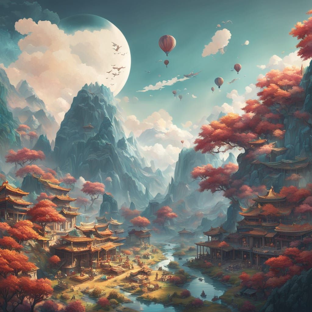 Epic Asia World Map in Hyper-Detailed Digital Art