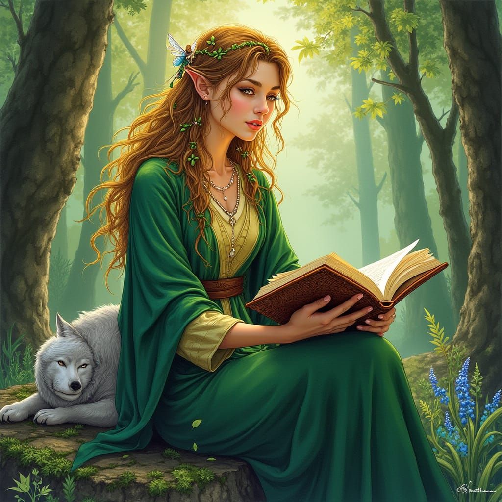 Lady Sylria, Exiled Scholar in Verdant Wilds