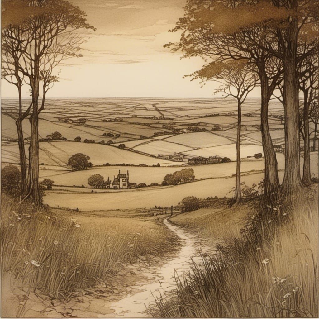 Whimsical Fantasy Landscape with Majestic Trees in a Dreamli...