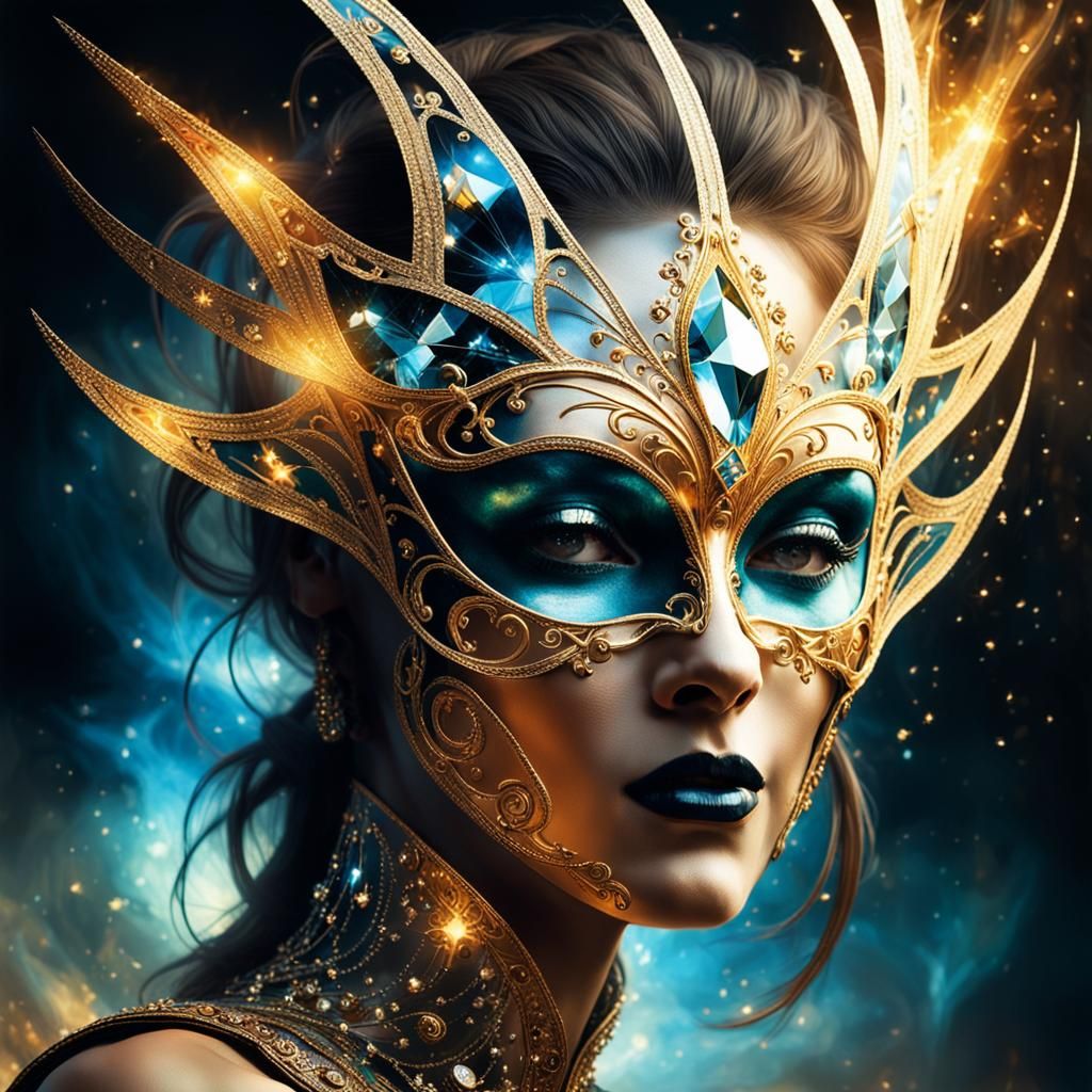 Burning Carnevale Mask in Vibrant Colors