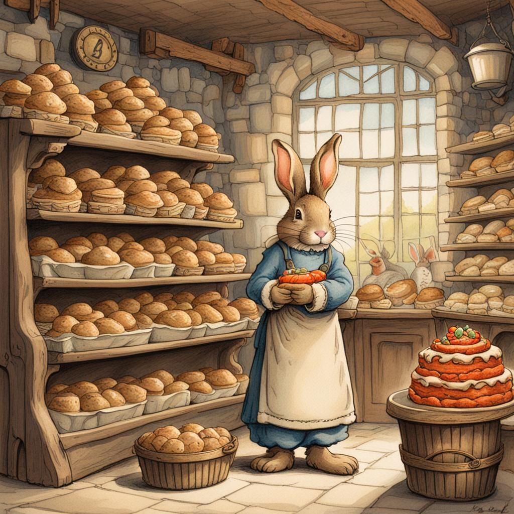Rabbit in a bakery