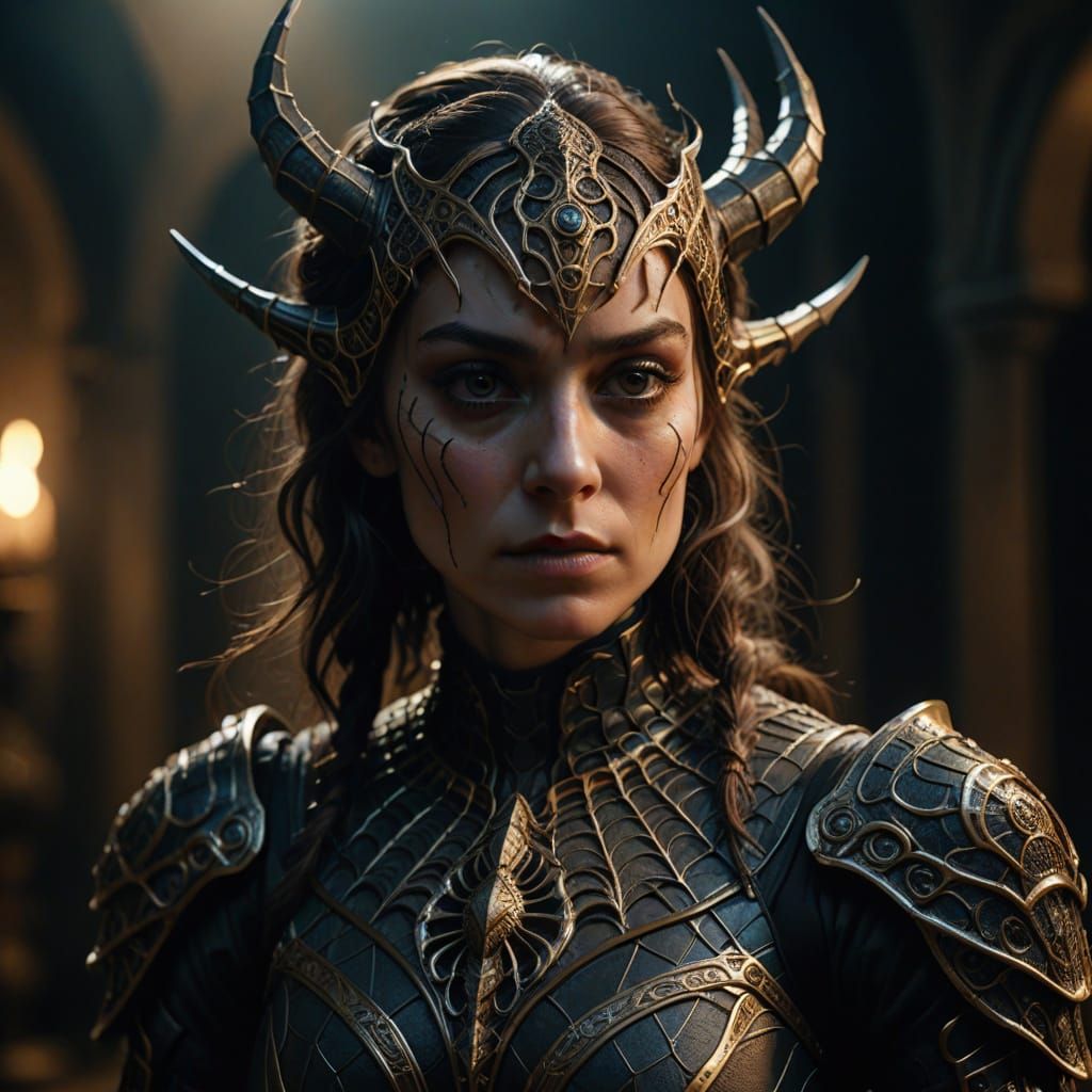 Humanoid Spider Knight in Dark Fantasy Style