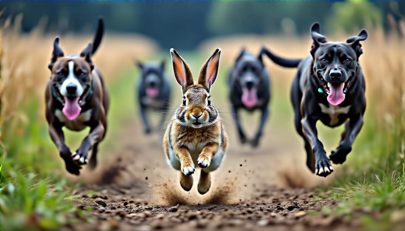 Bunny Flees Dogs in High-Speed Chase