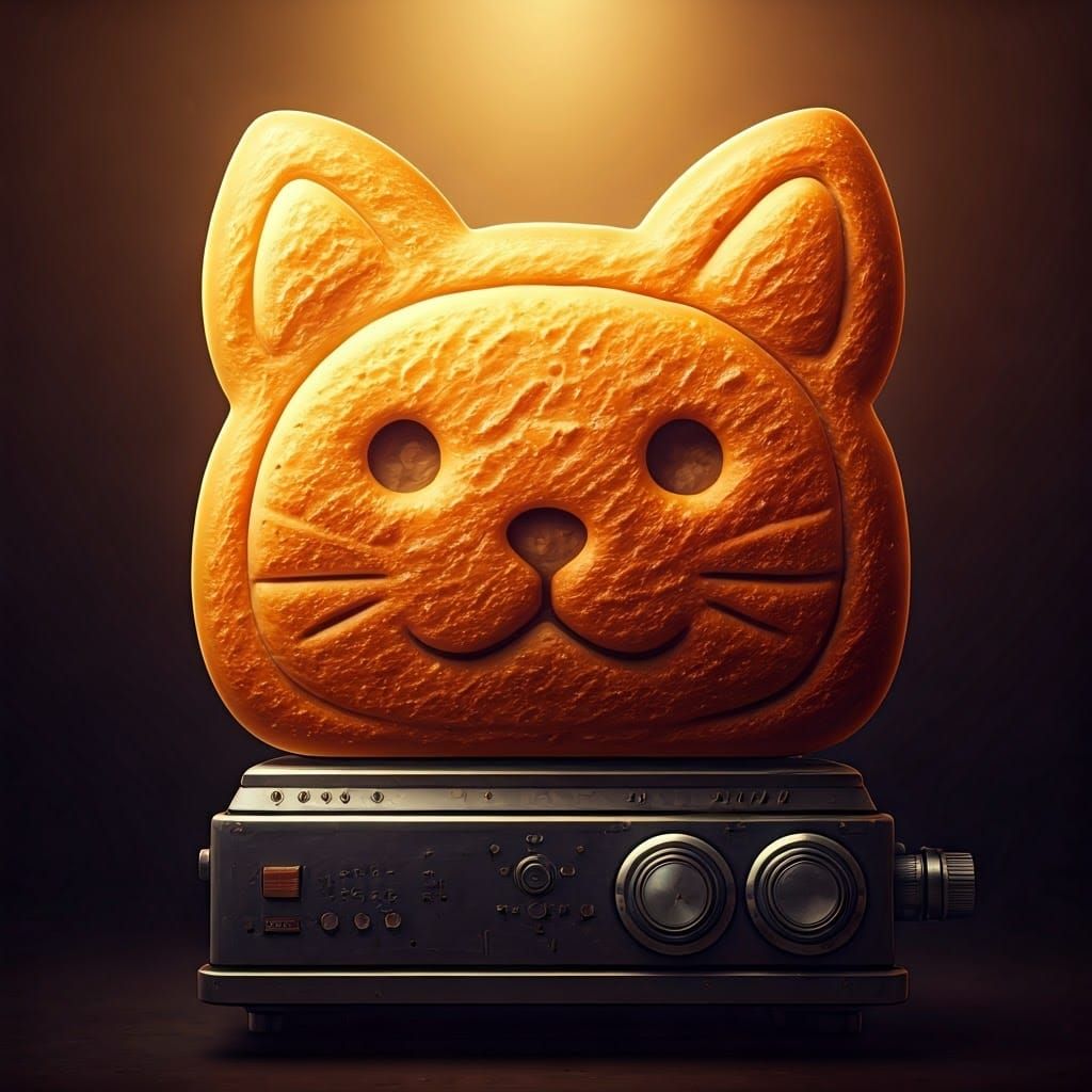 Whimsical Bread Cat in Detailed Matte Painting Style