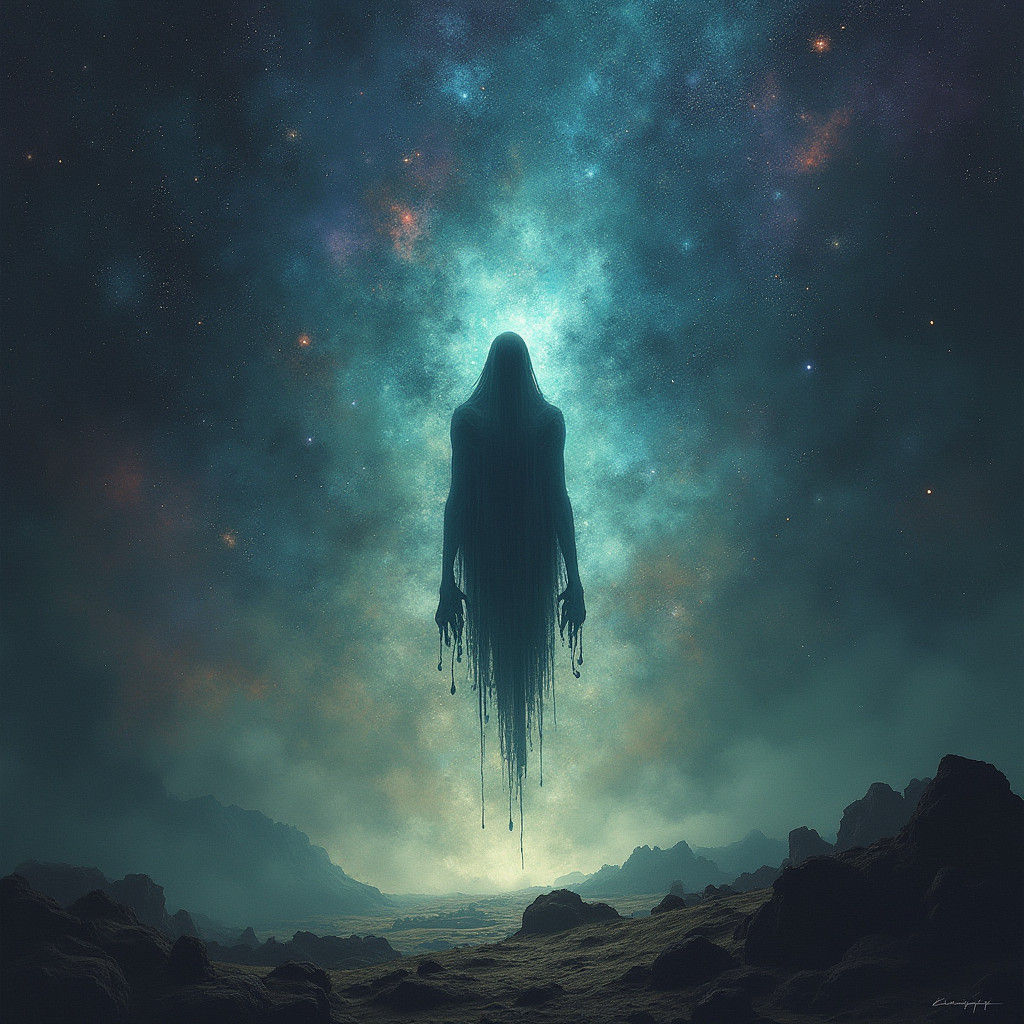 Spectral Figure in Deep Space, Ethereal Digital Art