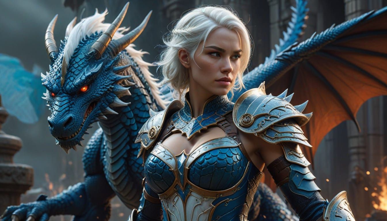 Valkyrie on Dragon in Hyperrealistic Style