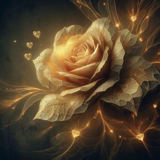 Ethereal Fantasy Rose Illuminated by Golden Light