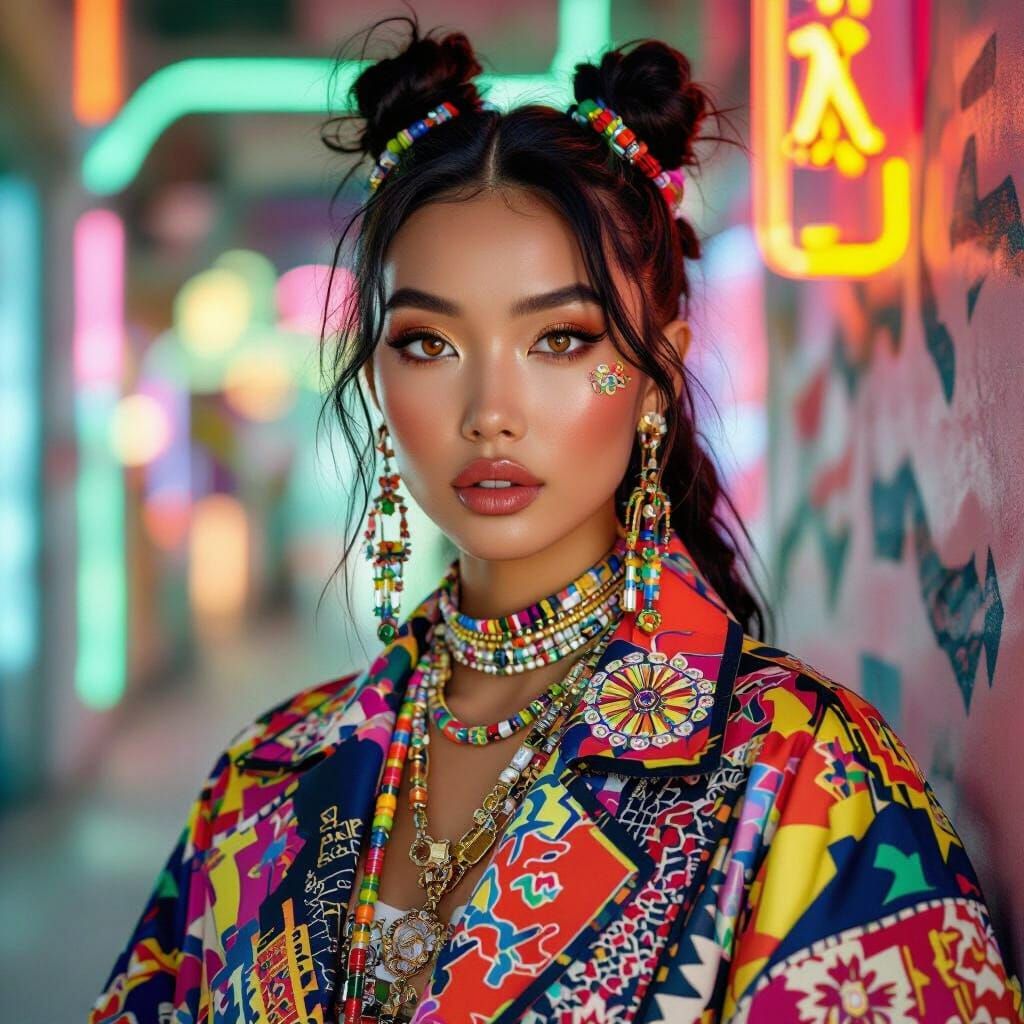 Vibrant Portrait Blending K-Pop and Global Art Styles