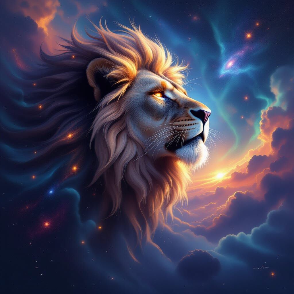 Celestial Lion Roaring in Deep Space