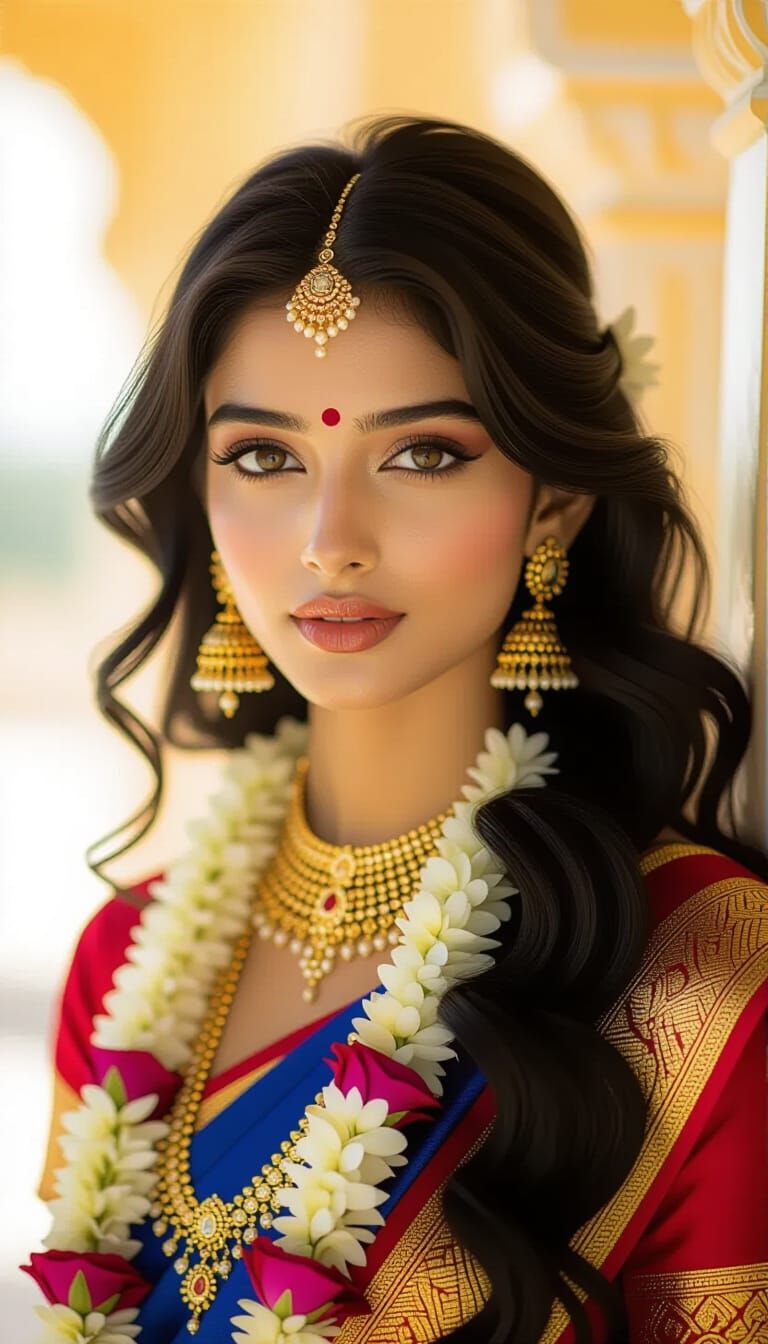 Urvashi, Stunning Indian Goddess in Golden Light