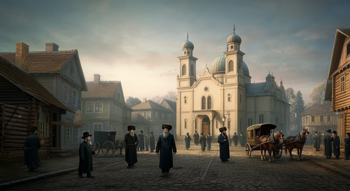 Lifelike Digital Painting of 1800s Polish Jewish Shtetl