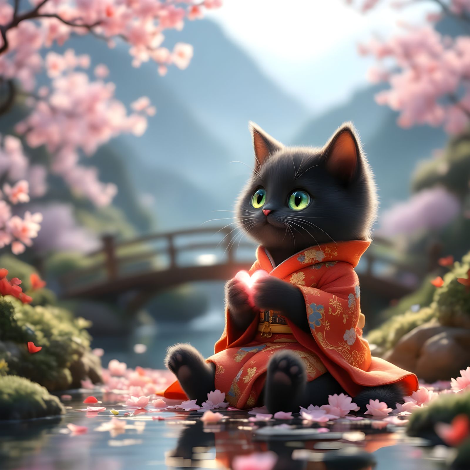 Whimsical Japanese Garden Scene with a Cherished Secret