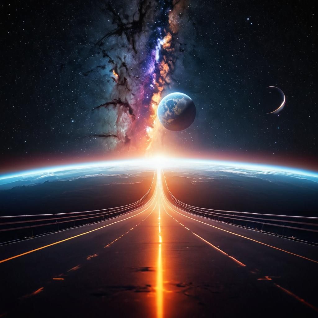 Electromagnetic Spectrum Road Between Planet and Moon