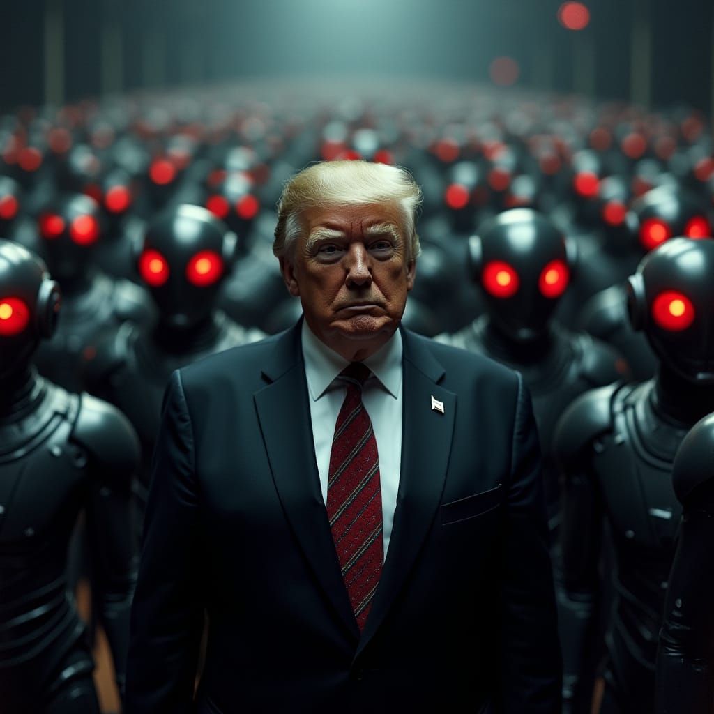 Trump Confronts the Borg Collective in Dark Sci-Fi Portraitu...