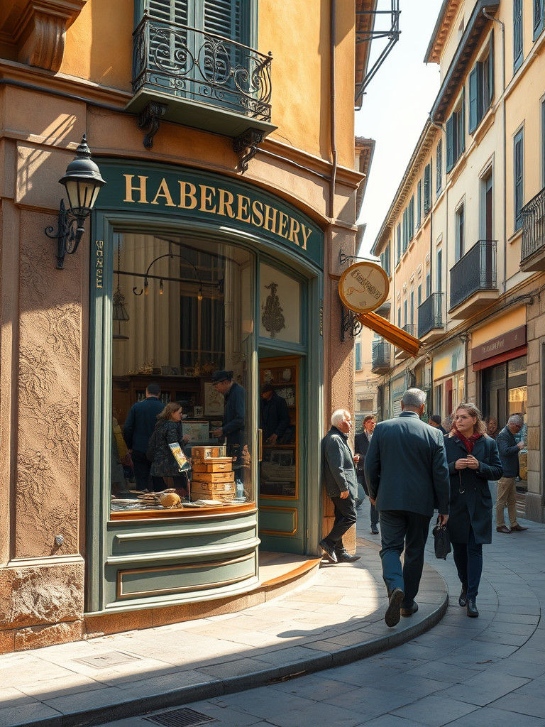 Italian Haberdashery Shop in Hyperrealistic Style