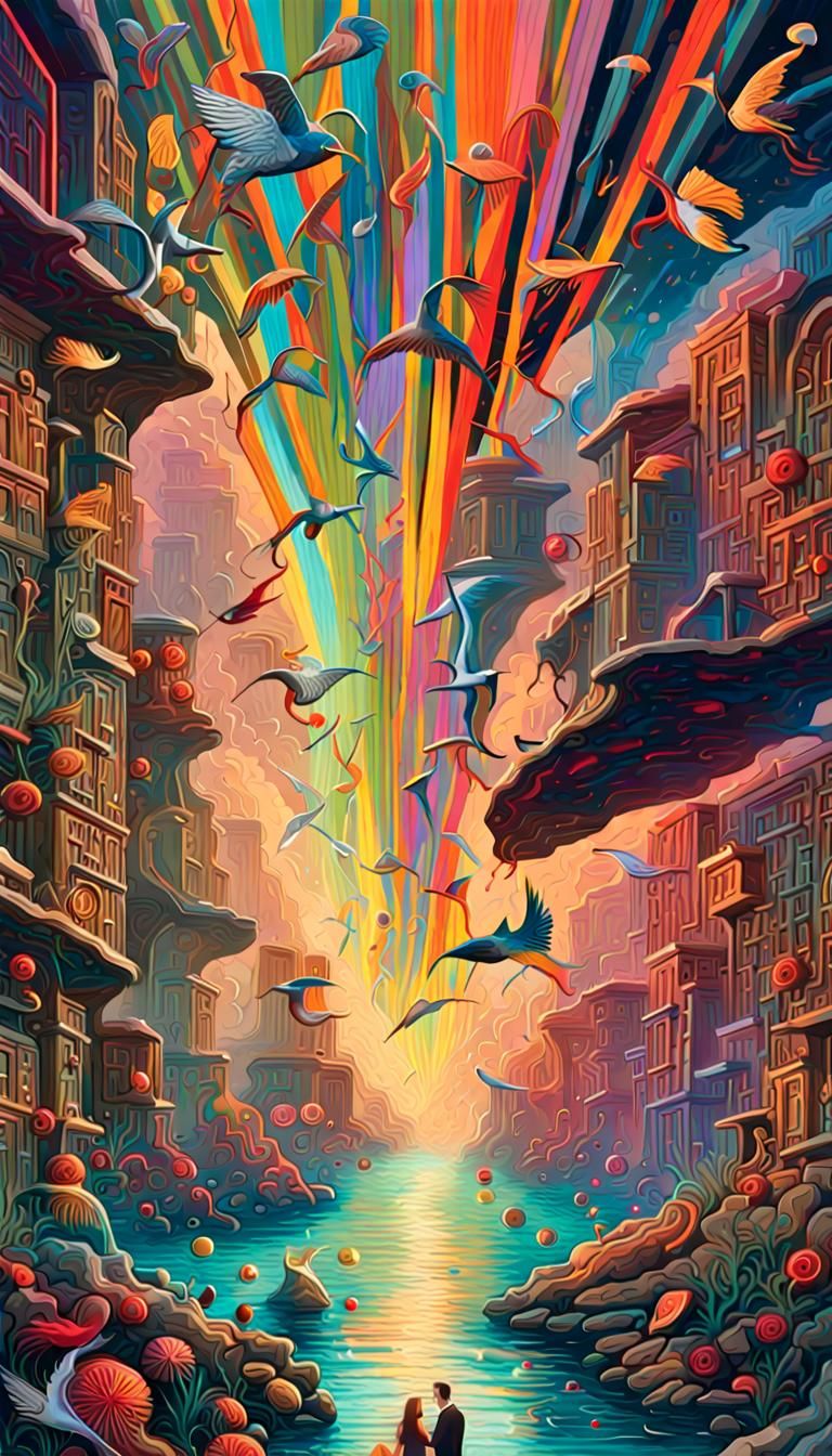 Neon Chaos at Reality's Edge: Digital Illustration