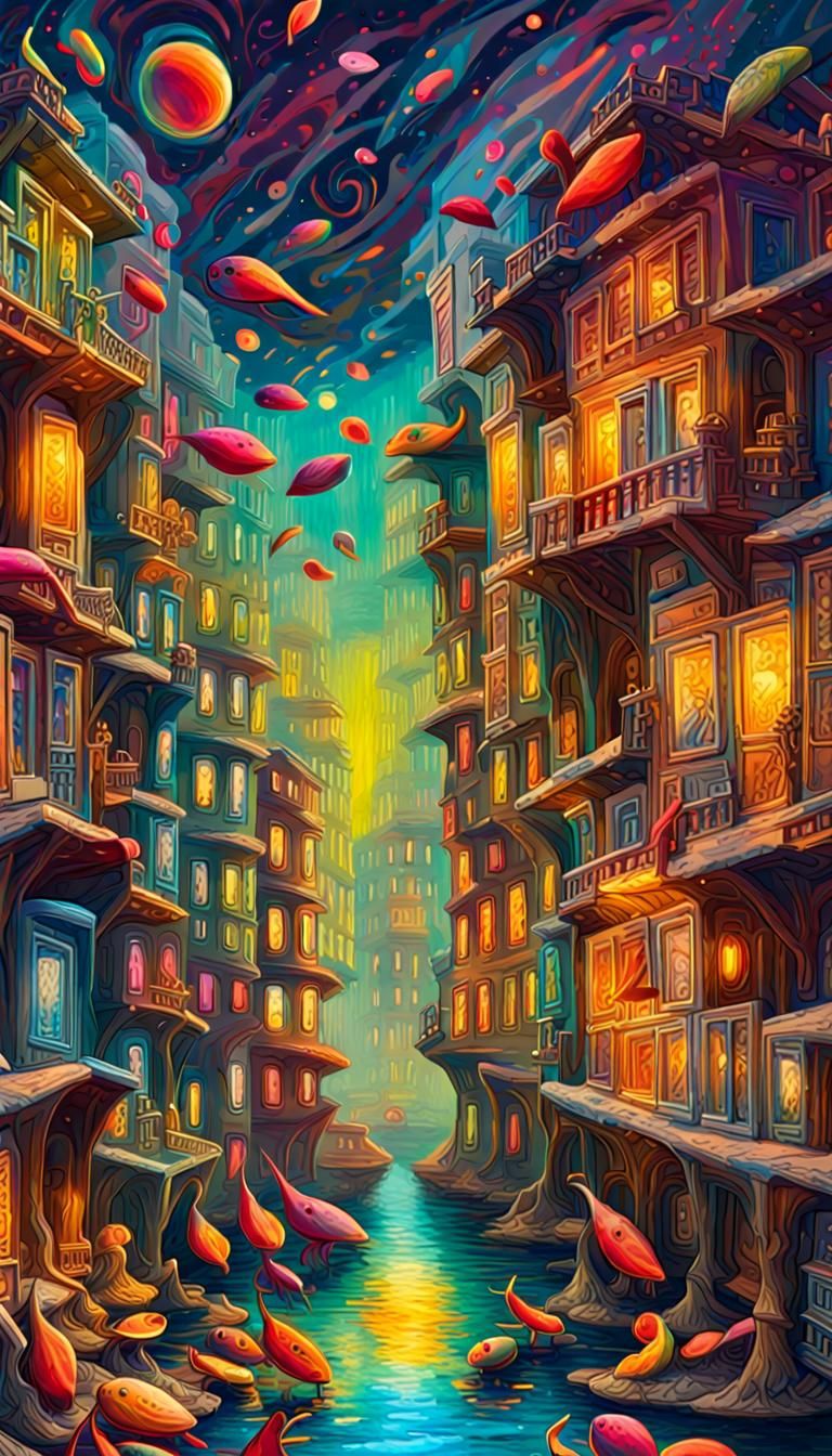 Neon Chaos: A Surreal Digital Artscape