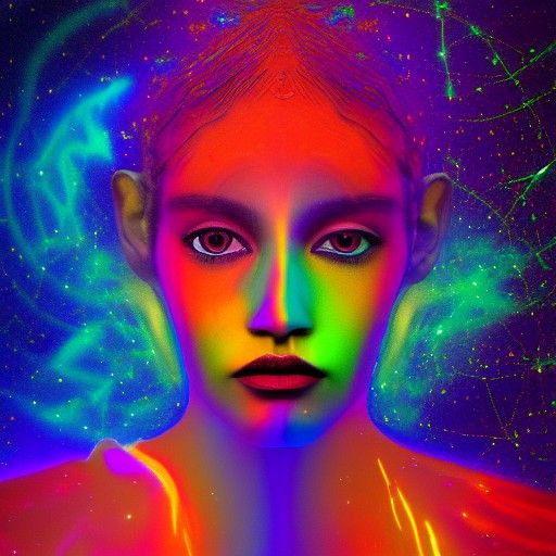 Holographic Astral Soul Illustration in Cosmic Style