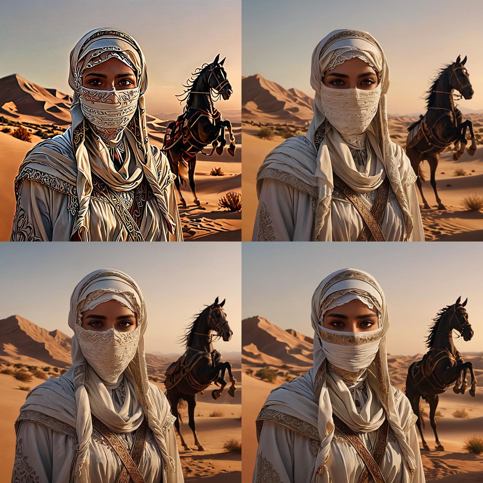 Arabic Woman in White Niqab: Digital Matte Painting