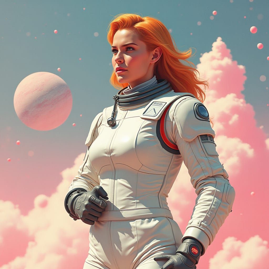 Confident Astronaut in Comic Book Style